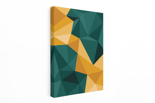 Abstract Canvas Wall Art | Yellow and Teal Harmony | #1