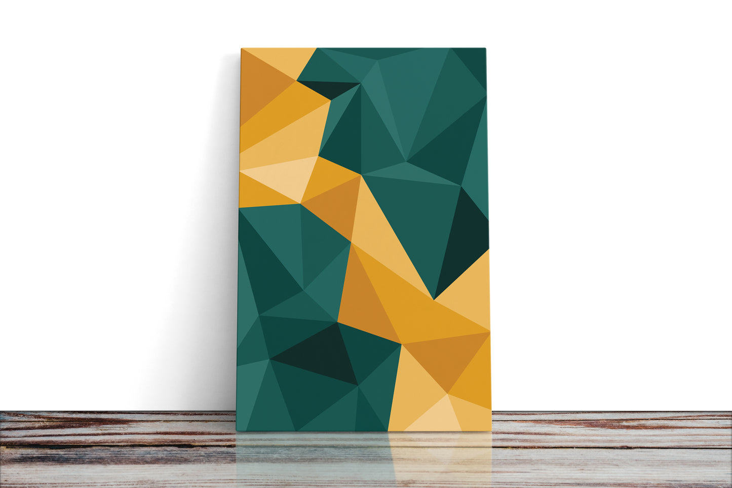 Abstract Canvas Wall Art | Yellow and Teal Harmony | #1