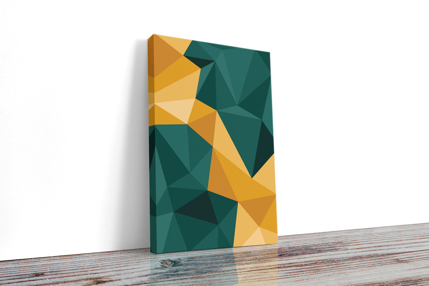 Abstract Canvas Wall Art | Yellow and Teal Harmony | #1